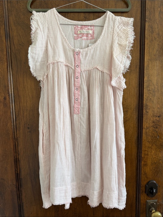We The Free Dresses & Skirts - We The Free Pale Pink Button-Front Frayed Dress